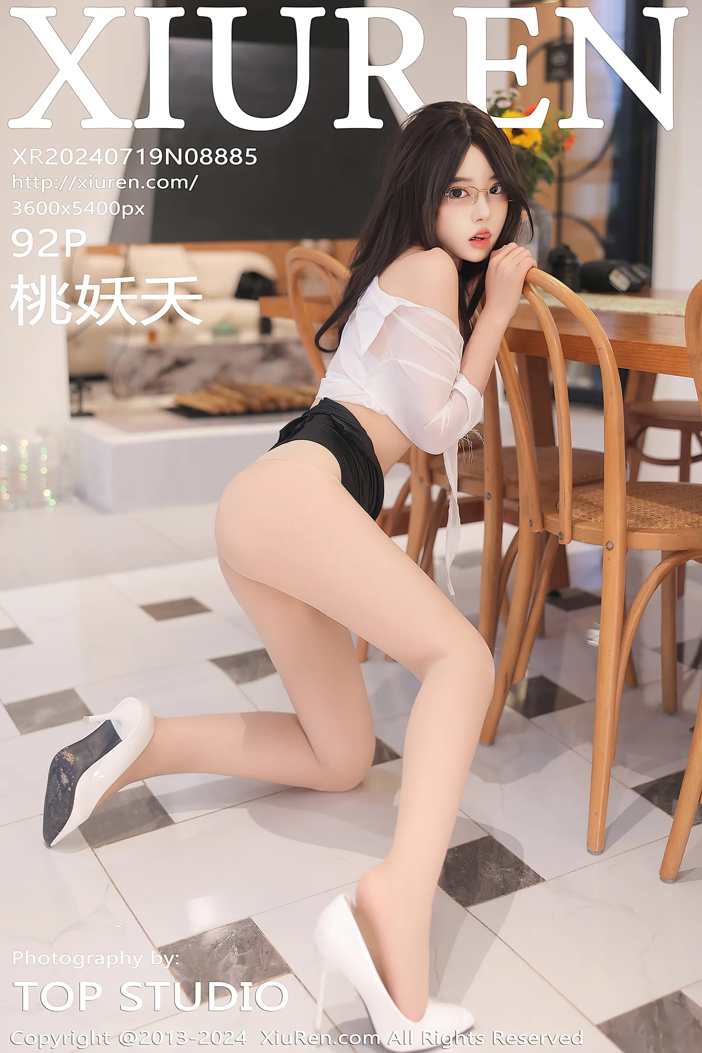 [XiuRen秀人网]No.8885_模特桃妖夭性感白色轻透上衣配黑短裙露白色丝袜撩人诱惑写真92P-秀人网 - XiuRen.Space